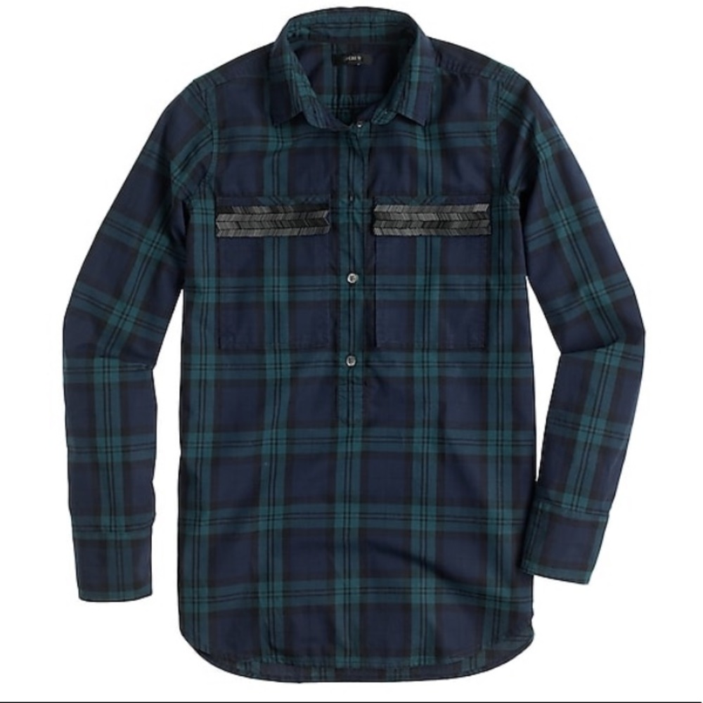 J Crew plaid shirt with chevron embellishment - Picture 8 of 8